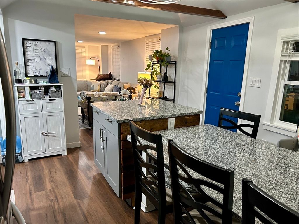 Dining room, Interior, Kitchen, Living room, Recessed Lighting, Wood Texture Flooring