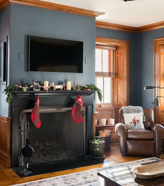 Fireplace, Interior, Wood Texture Flooring