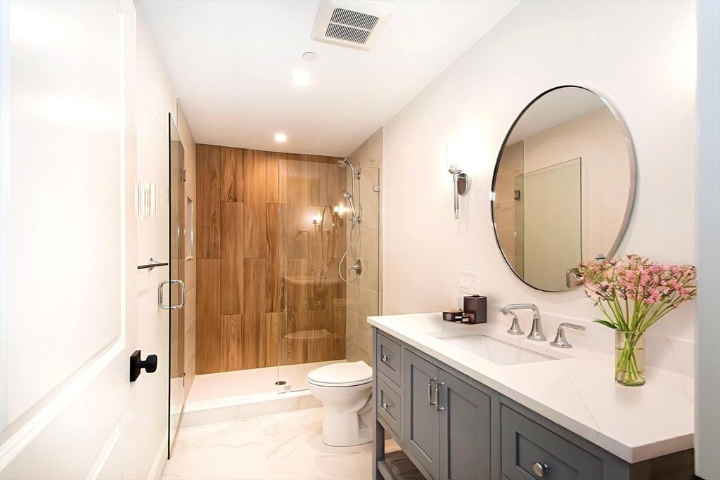 Bathroom, Glass Shower, Interior, Recessed Lighting