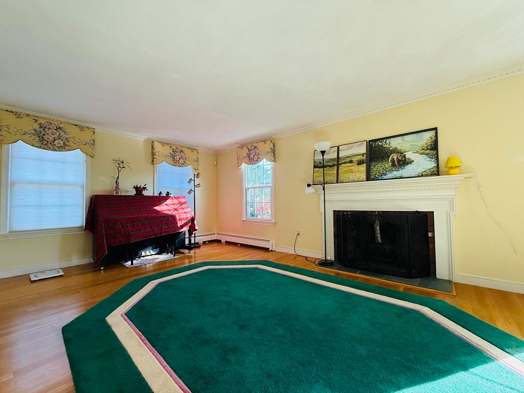 Bedroom, Fireplace, Interior, Wood Texture Flooring