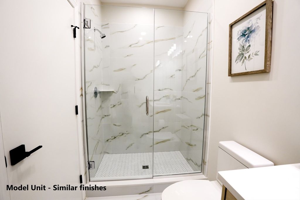 Bathroom, Glass Shower, Interior, Marble Walls