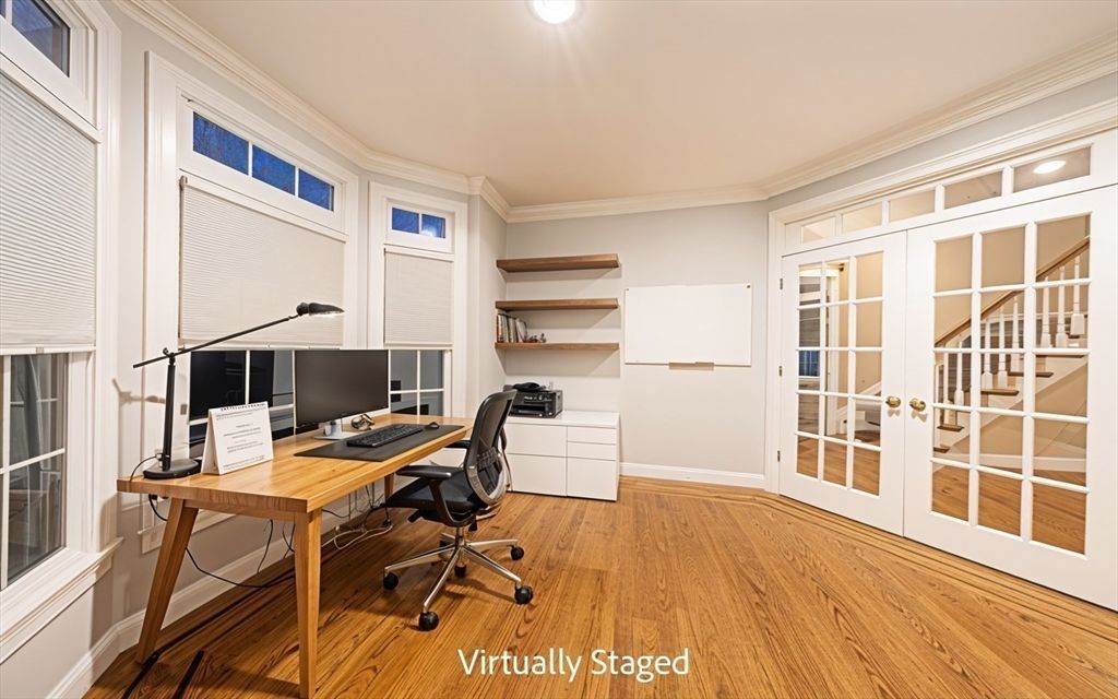 Home Office, Interior, Recessed Lighting, Wood Texture Flooring