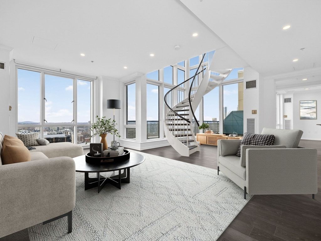 Interior, Living room, Recessed Lighting, Wood Texture Flooring