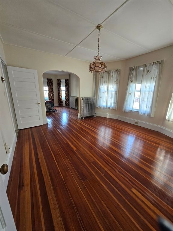 Chandelier, Empty room, Interior, Pendant Lights, Wood Texture Flooring
