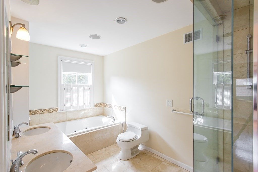 Bathroom, Dual Sink Vanities, Glass Shower, Interior, Recessed Lighting
