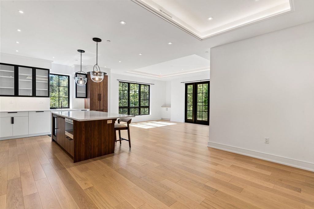 Interior, Kitchen, Pendant Lights, Recessed Lighting, Wood Texture Flooring