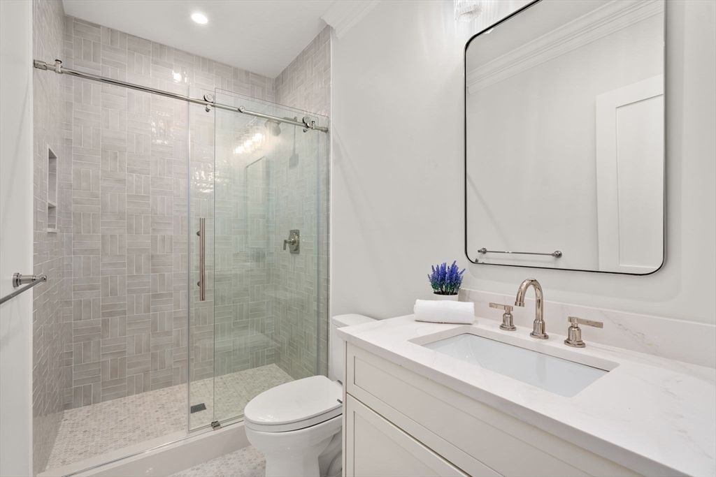 Bathroom, Glass Shower, Interior, Recessed Lighting
