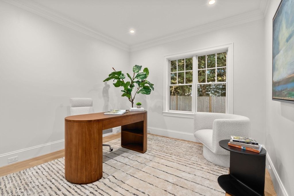 Home Office, Interior, Recessed Lighting, Wood Texture Flooring