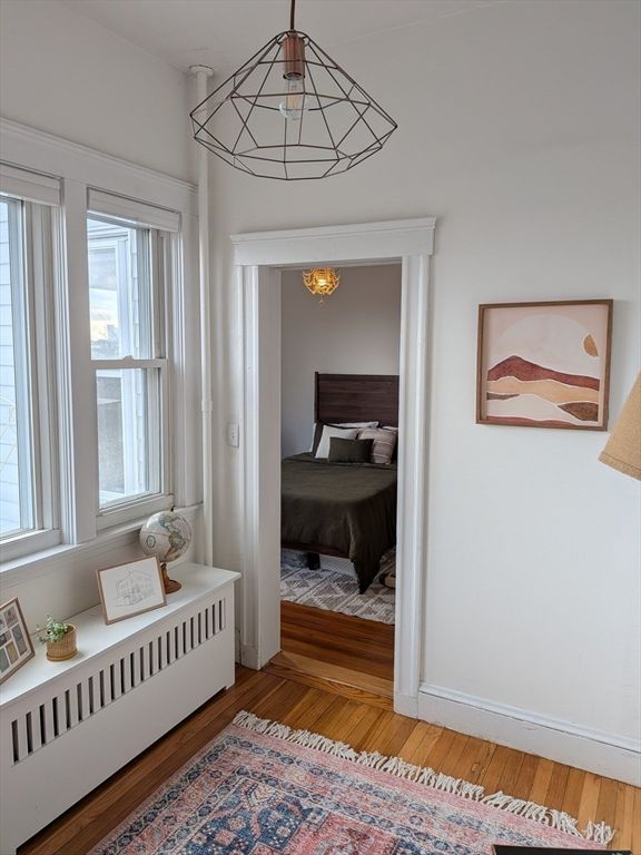 Bedroom, Chandelier, Interior, Wood Texture Flooring
