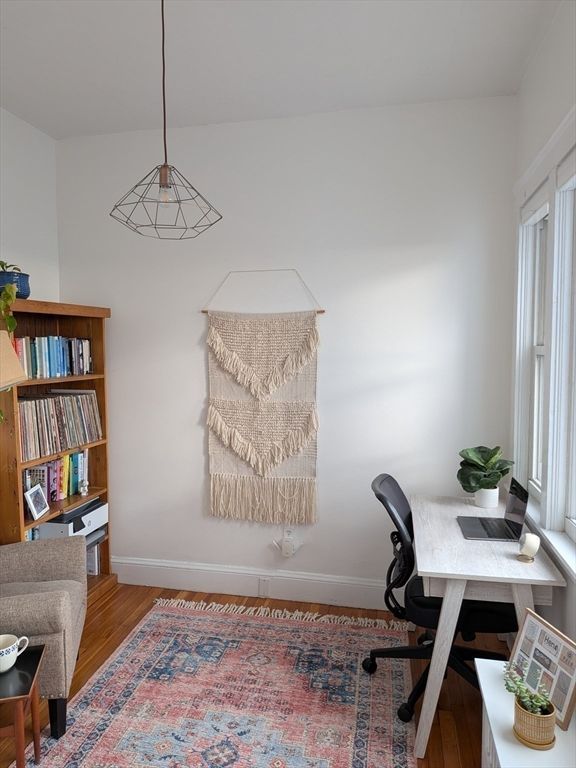 Home Office, Interior, Pendant Lights, Wood Texture Flooring