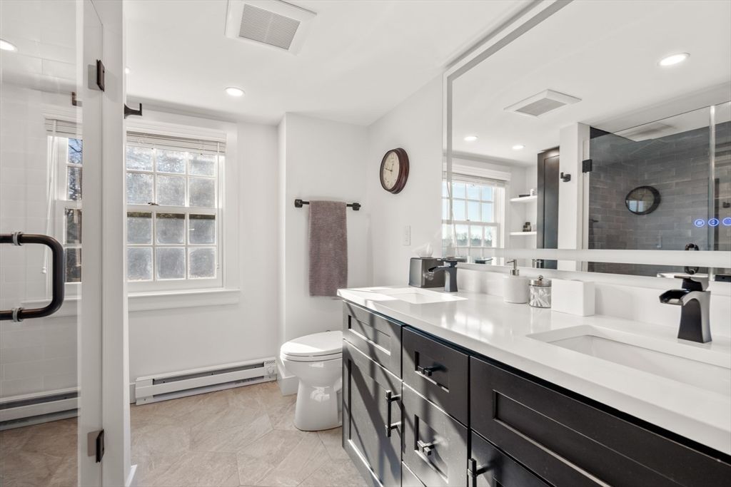 Bathroom, Dual Sink Vanities, Glass Shower, Interior, Recessed Lighting