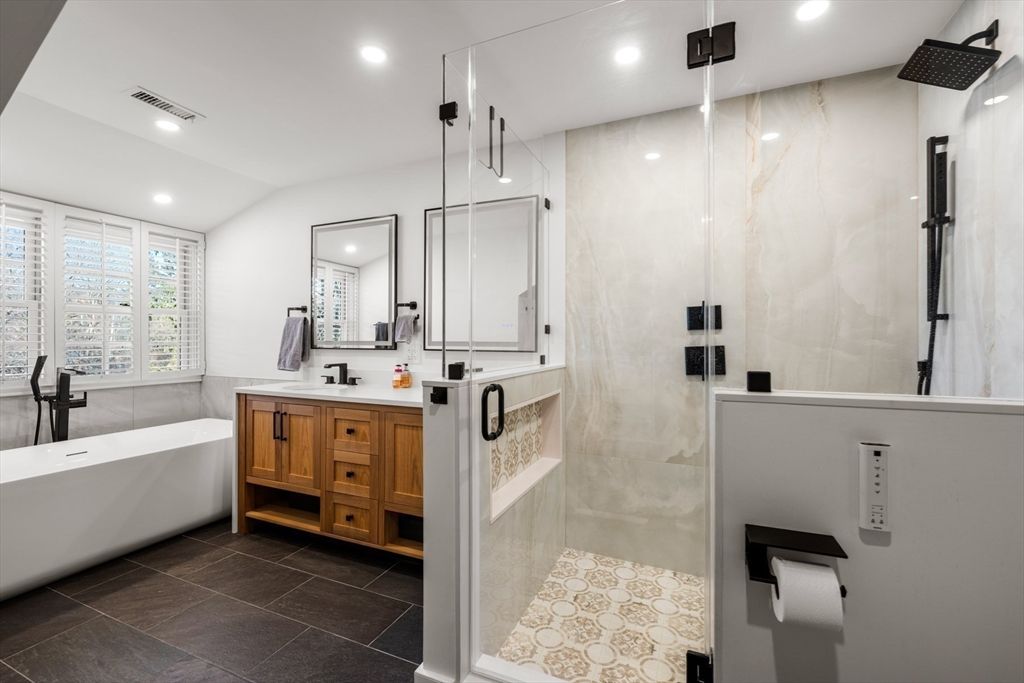 Bathroom, Dual Sink Vanities, Free Standing Baths, Glass Shower, Interior, Recessed Lighting