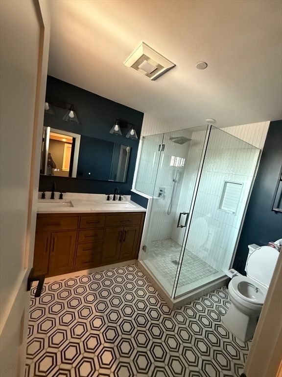 Bathroom, Dual Sink Vanities, Glass Shower, Interior, Recessed Lighting