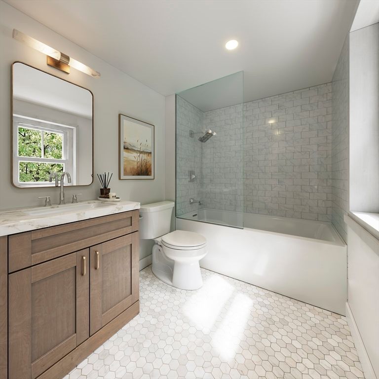 Bathroom, Glass Shower, Interior, Recessed Lighting