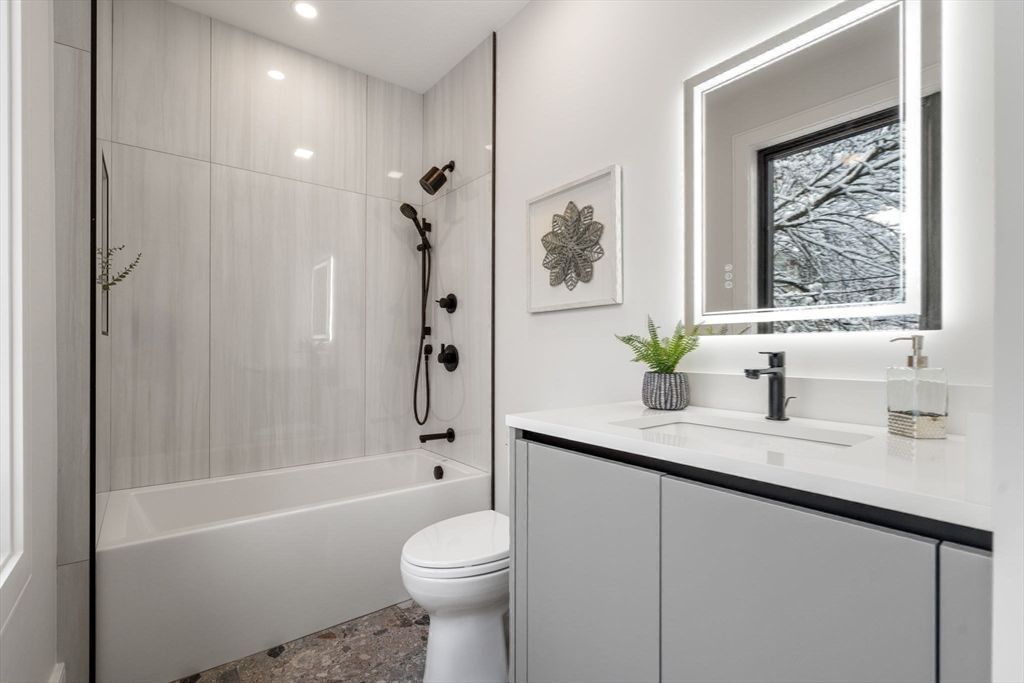 Bathroom, Glass Shower, Interior, Recessed Lighting