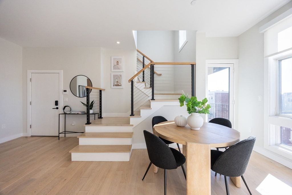 Dining room, Interior, Recessed Lighting, Wood Texture Flooring