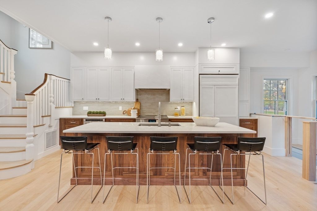 Interior, Kitchen, Pendant Lights, Recessed Lighting, Wood Texture Flooring