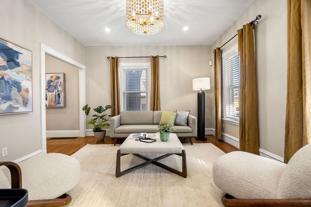 Chandelier, Interior, Living room, Recessed Lighting, Wood Texture Flooring