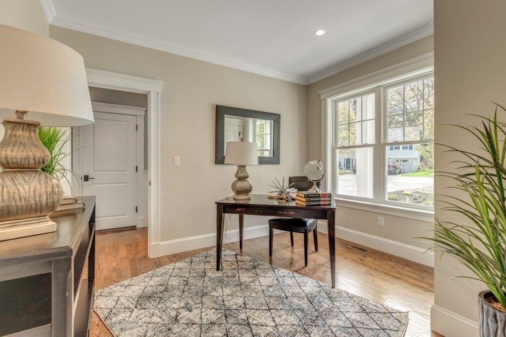 Home Office, Interior, Recessed Lighting, Wood Texture Flooring