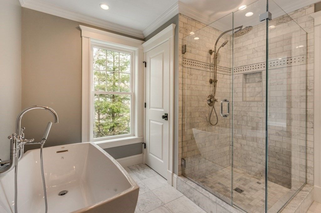 Bathroom, Glass Shower, Interior, Recessed Lighting