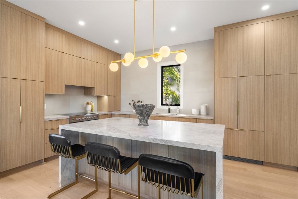 Interior, Kitchen, Pendant Lights, Recessed Lighting, Wood Texture Flooring