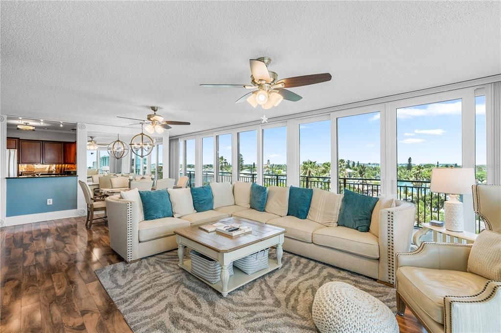 Dining room, Interior, Living room, Sun Room, Water, Wood Texture Flooring