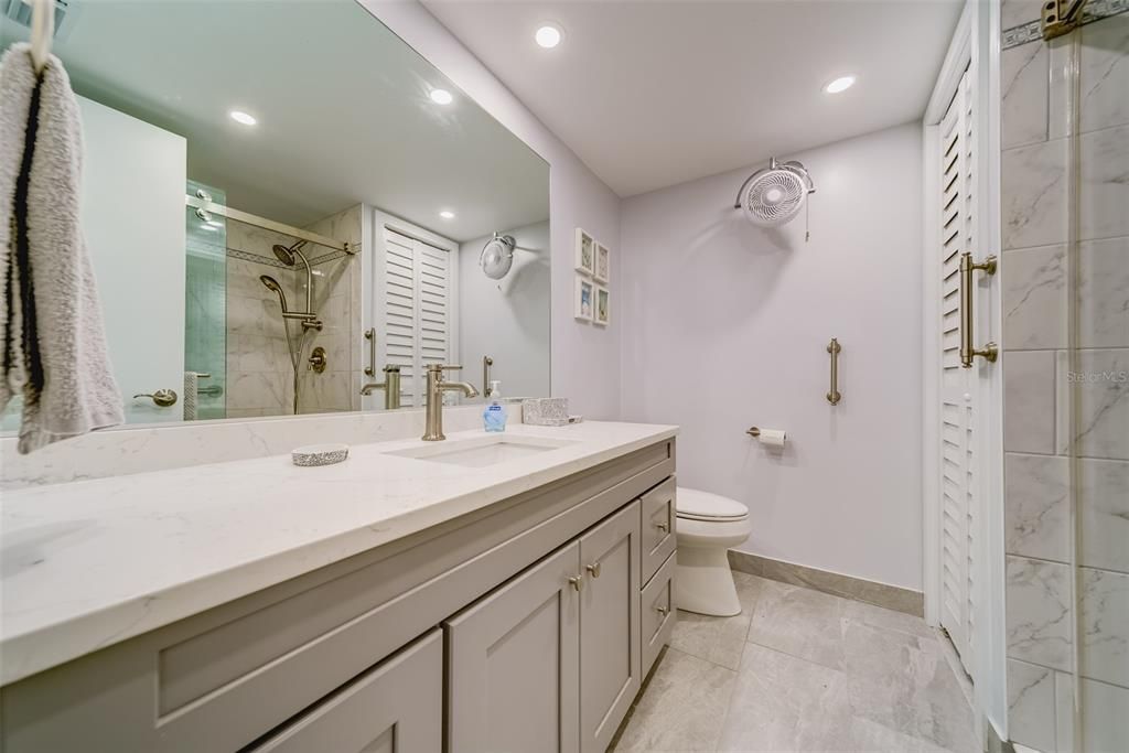 Bathroom, Glass Shower, Interior, Recessed Lighting