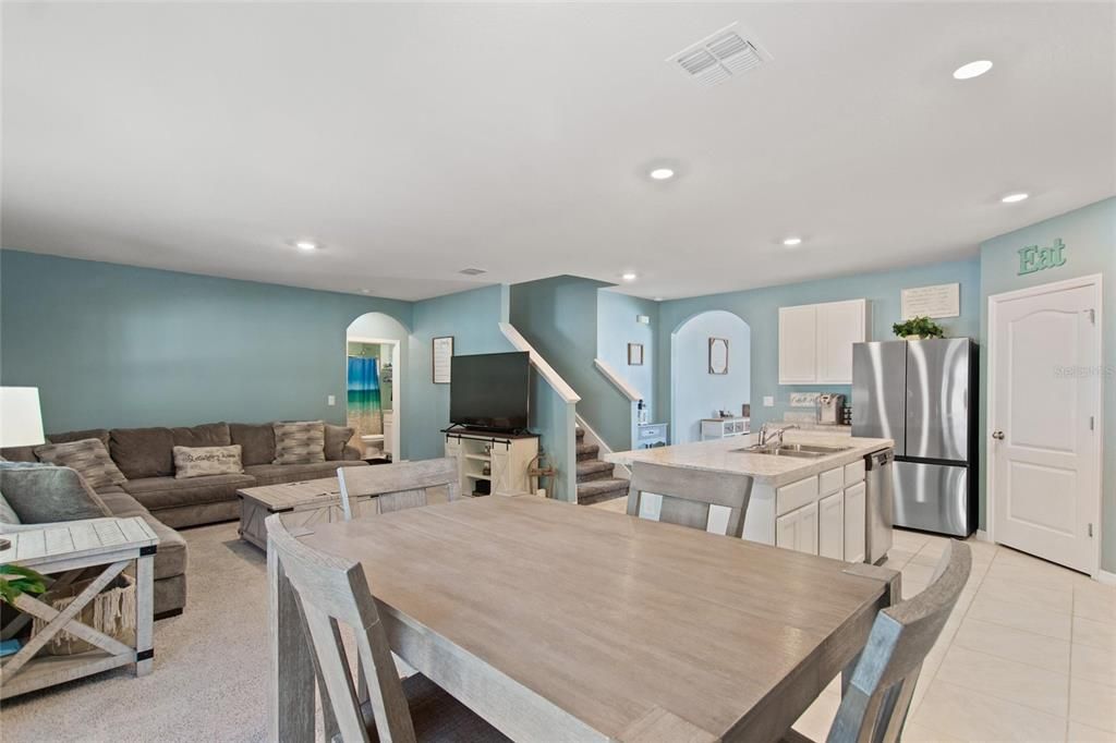 Dining room, Interior, Kitchen, Living room, Recessed Lighting, Stainless Steel Appliances