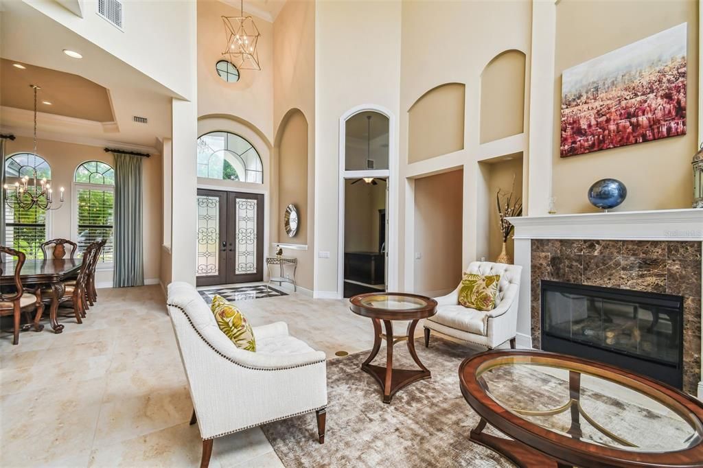 Chandelier, Dining room, Fireplace, Interior, Pendant Lights, Recessed Lighting