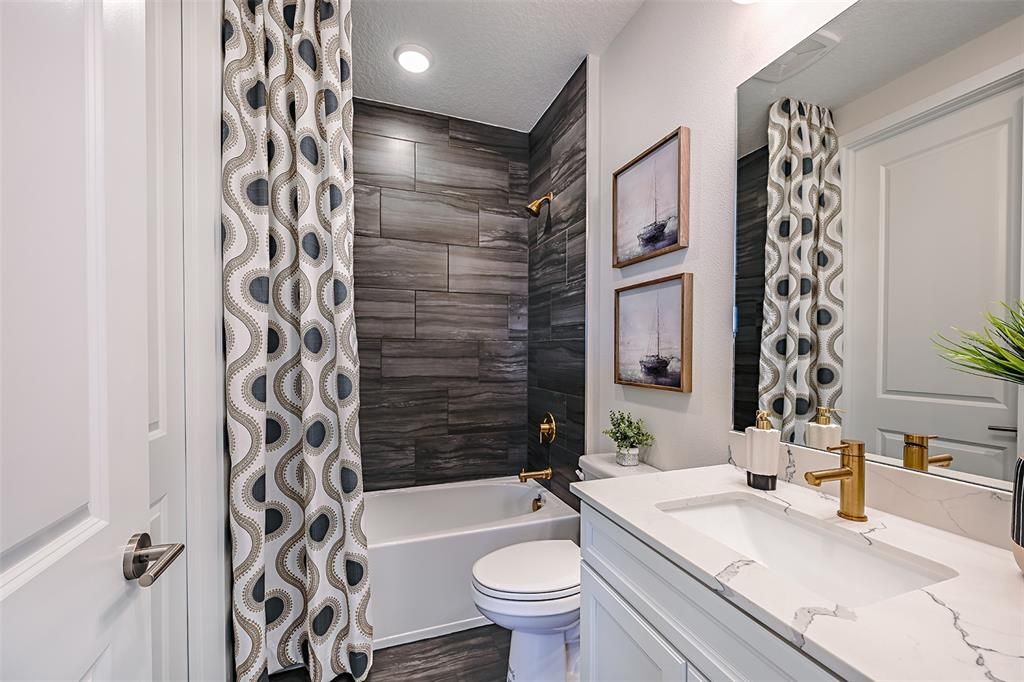 Bathroom, Interior, Recessed Lighting, Wood Texture Flooring