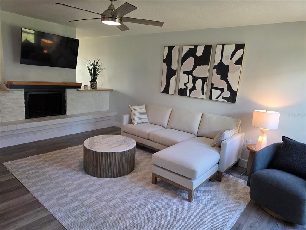 Fireplace, Interior, Living room, Wood Texture Flooring