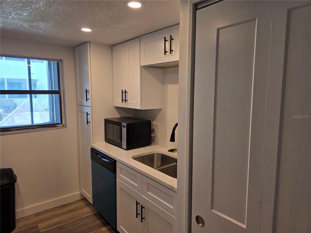 Interior, Kitchen, Recessed Lighting, Wood Texture Flooring