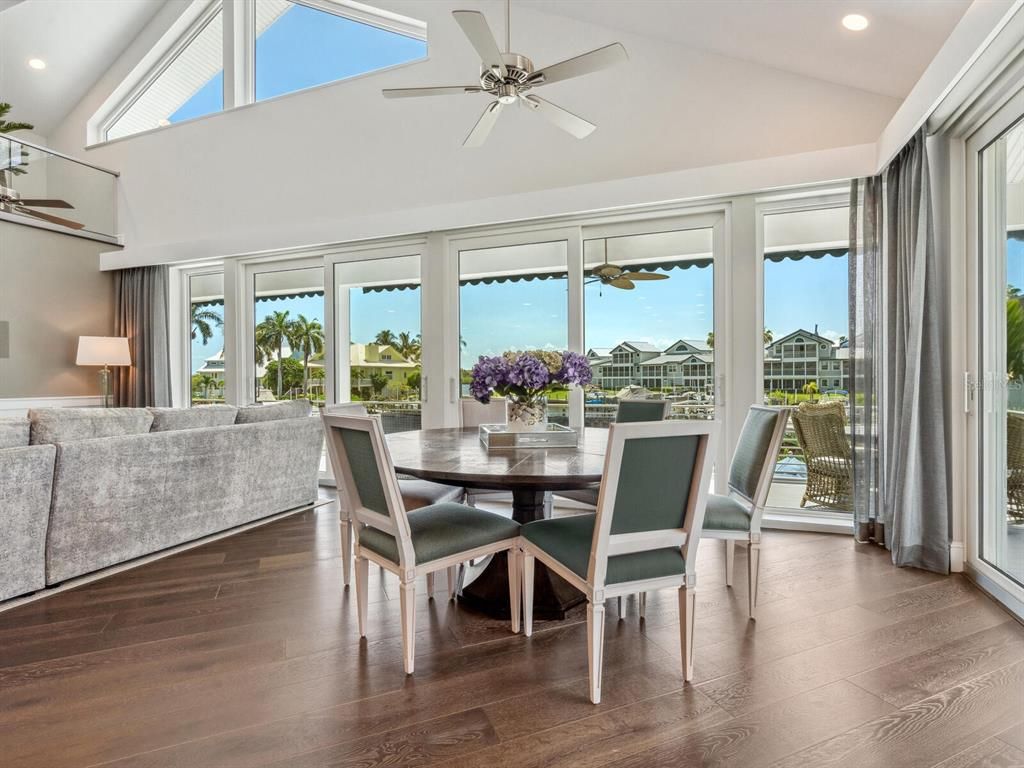 Dining room, Interior, Recessed Lighting, Water, Wood Texture Flooring