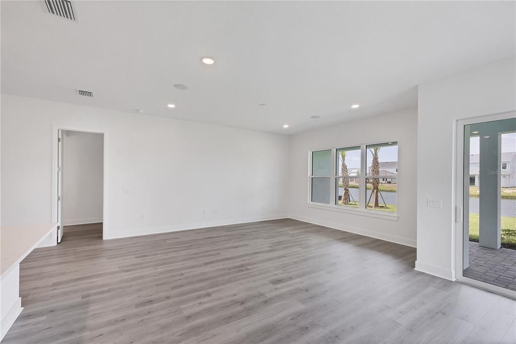 Empty room, Interior, Recessed Lighting, Wood Texture Flooring