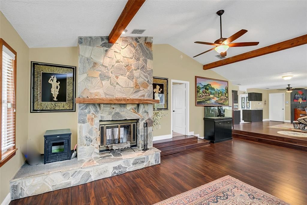 Fireplace, Interior, Wood Texture Flooring