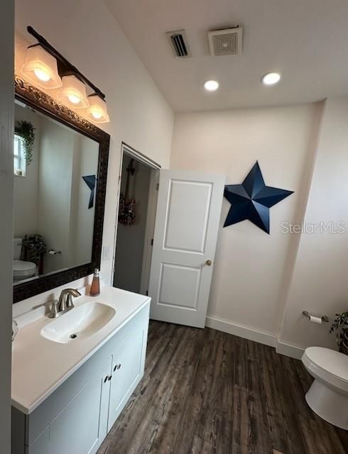 Bathroom, Interior, Recessed Lighting, Wood Texture Flooring