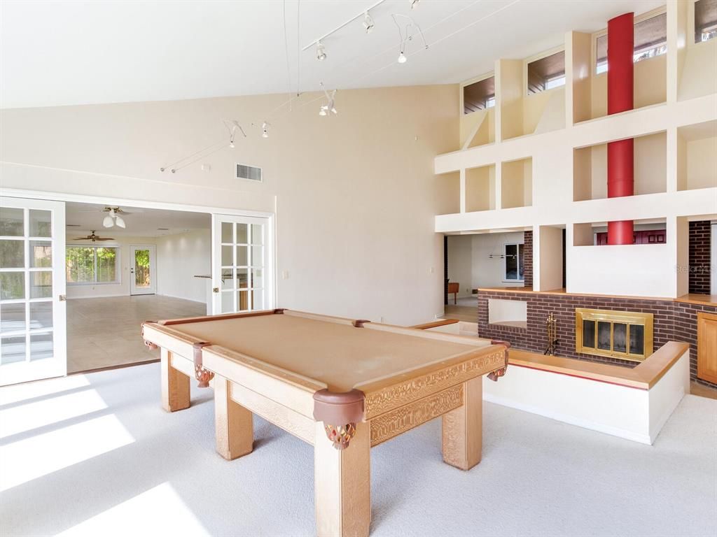 Billiard Table, Fireplace, Game Room, Interior