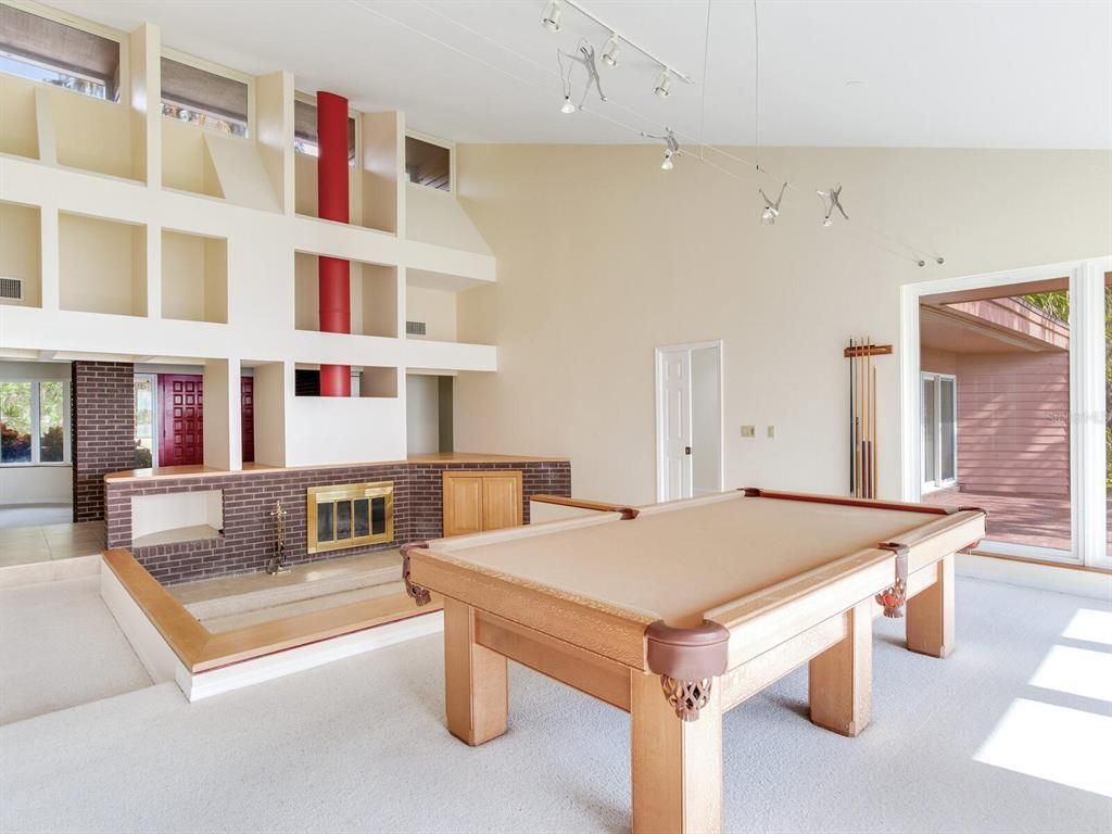 Billiard Table, Fireplace, Game Room, Interior