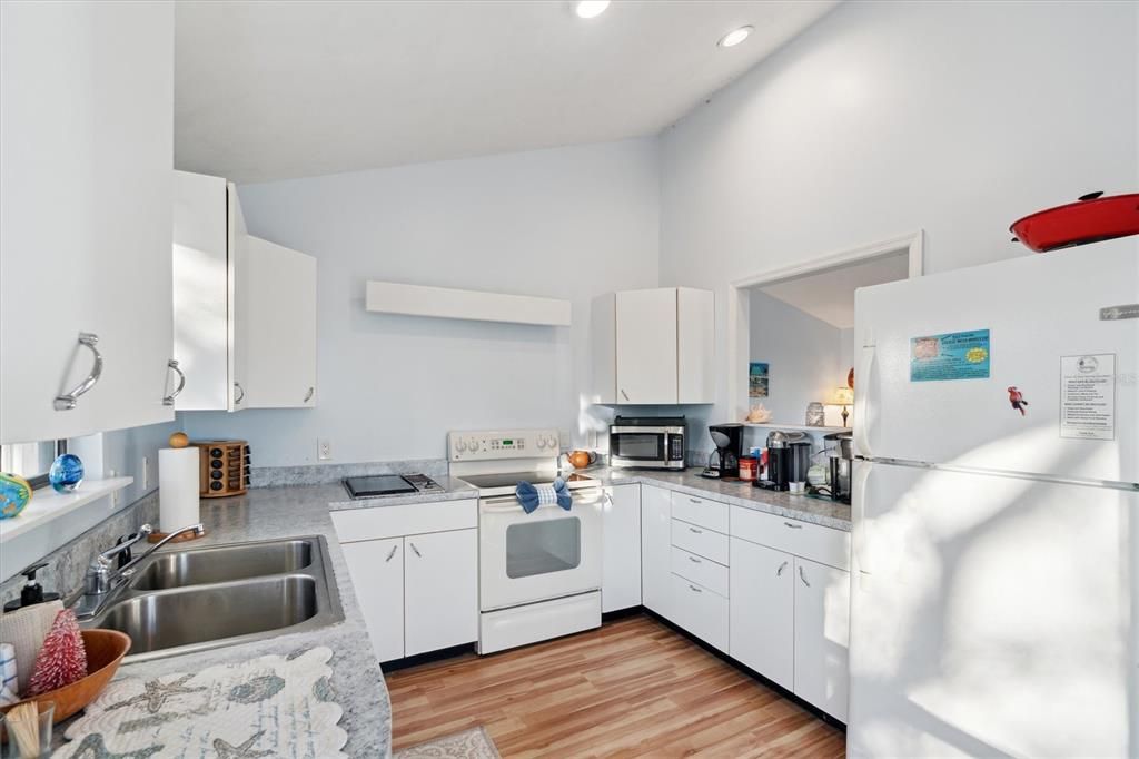 Interior, Kitchen, Recessed Lighting, Wood Texture Flooring