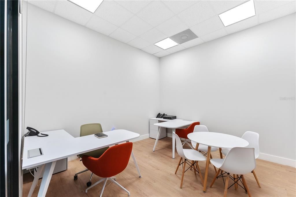 Home Office, Interior, Recessed Lighting, Wood Texture Flooring