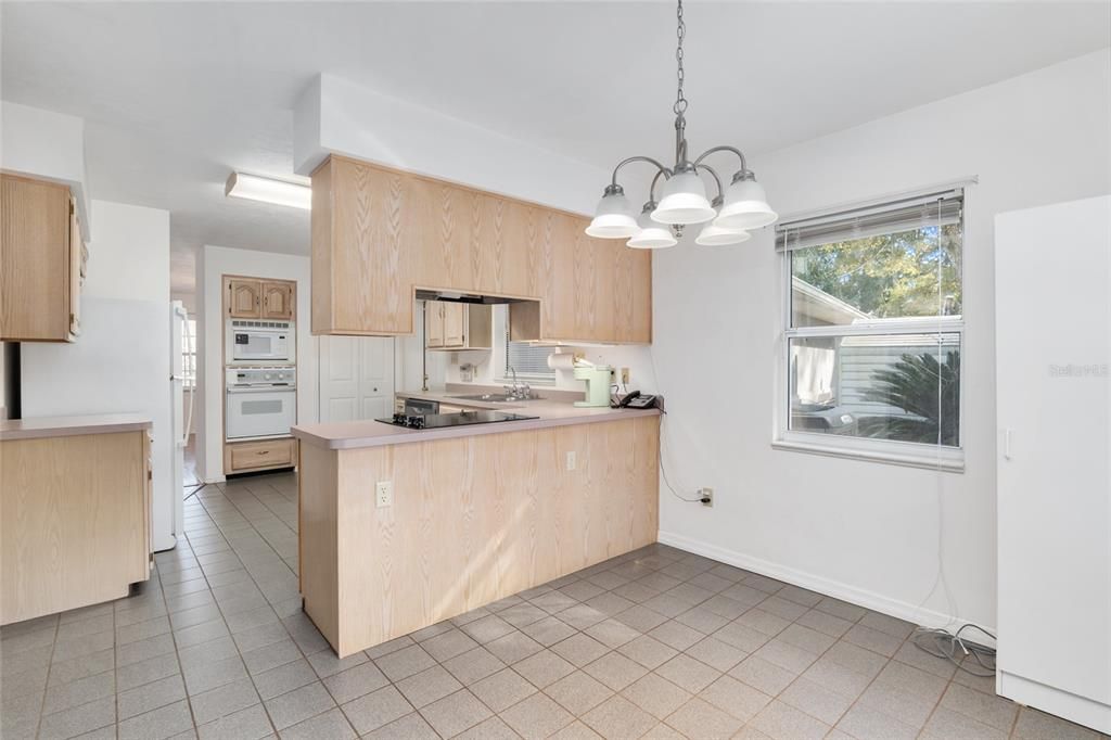Chandelier, Interior, Kitchen, Stainless Steel Appliances