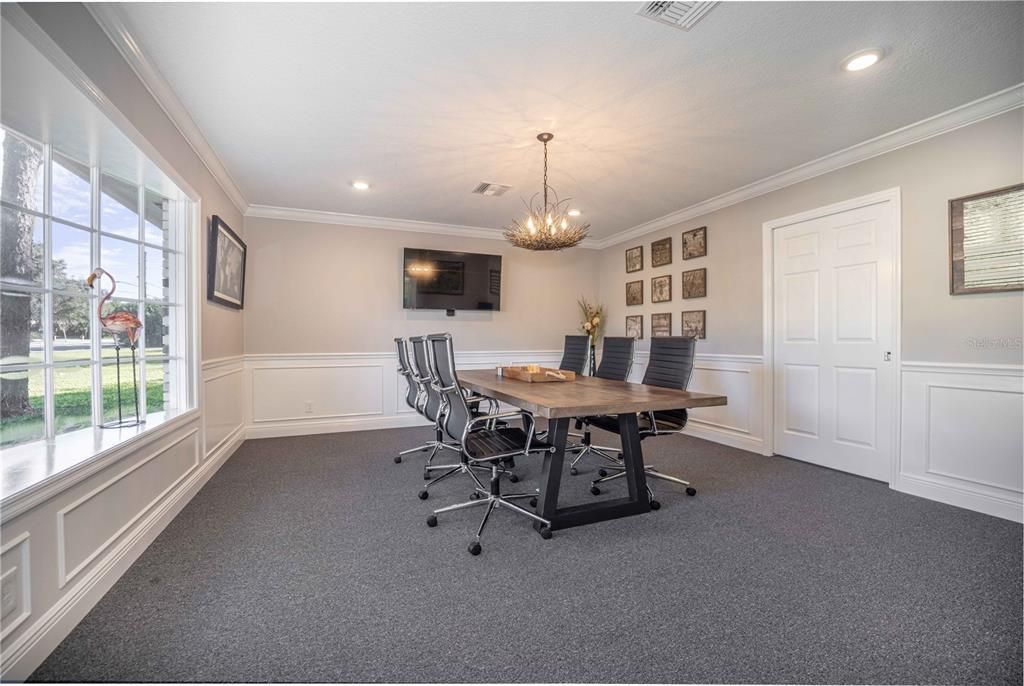 Chandelier, Home Office, Interior, Recessed Lighting
