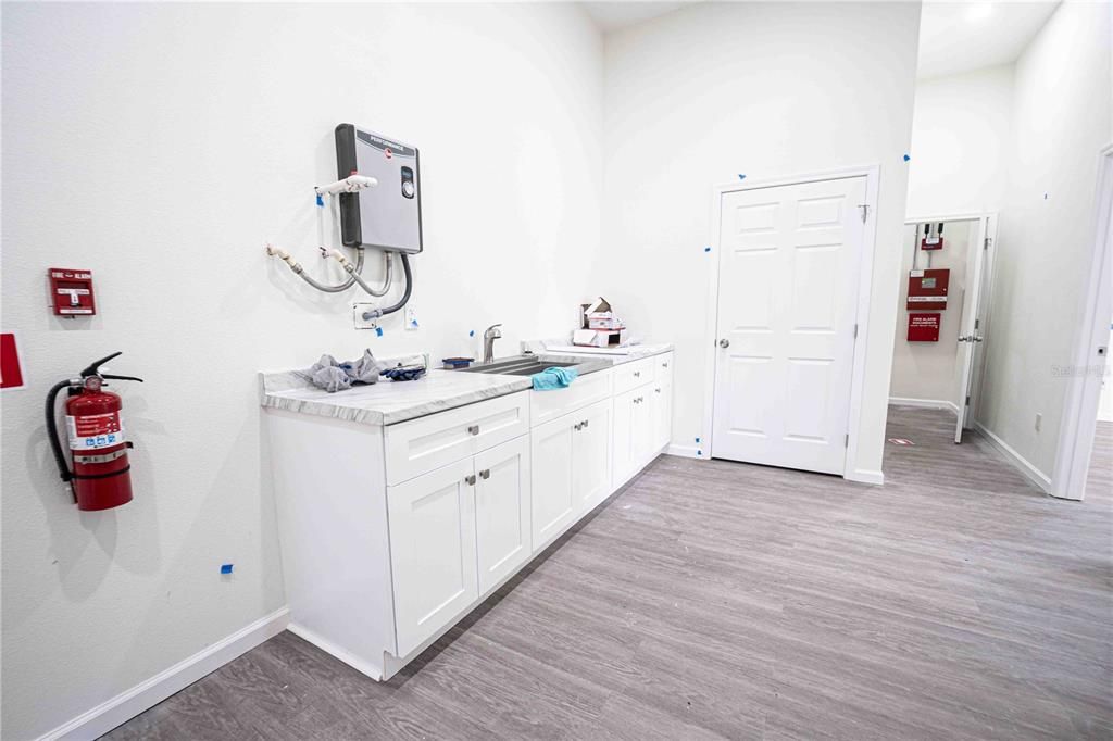 Bathroom, Dual Sink Vanities, Interior, Recessed Lighting, Wood Texture Flooring