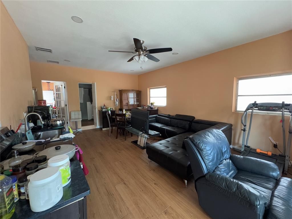 Dining room, Fitness Equipment, Interior, Living room, Wood Texture Flooring