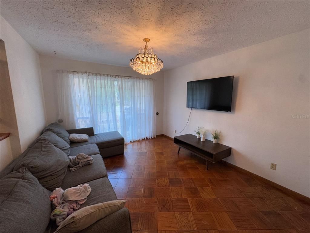 Chandelier, Interior, Living room, Wood Texture Flooring