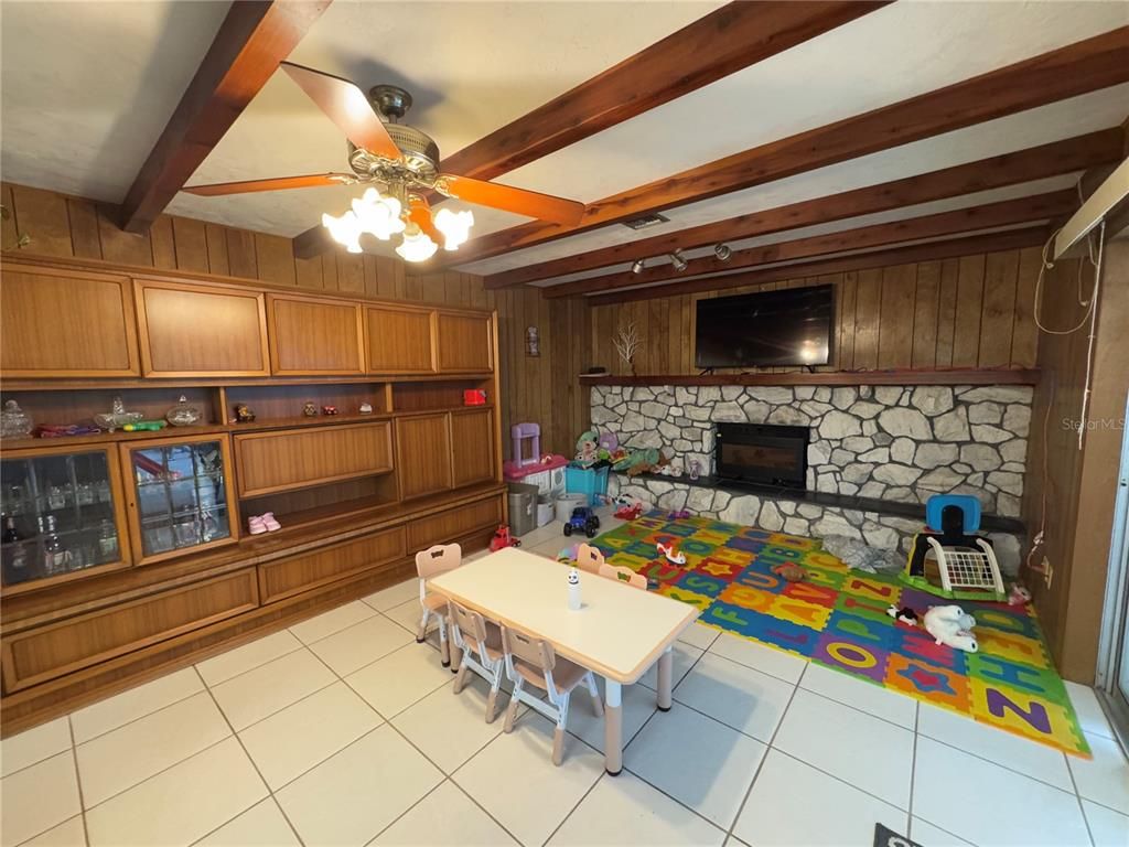 Fireplace, Interior, Stone Walls, Wooden Beams, Wooden Walls