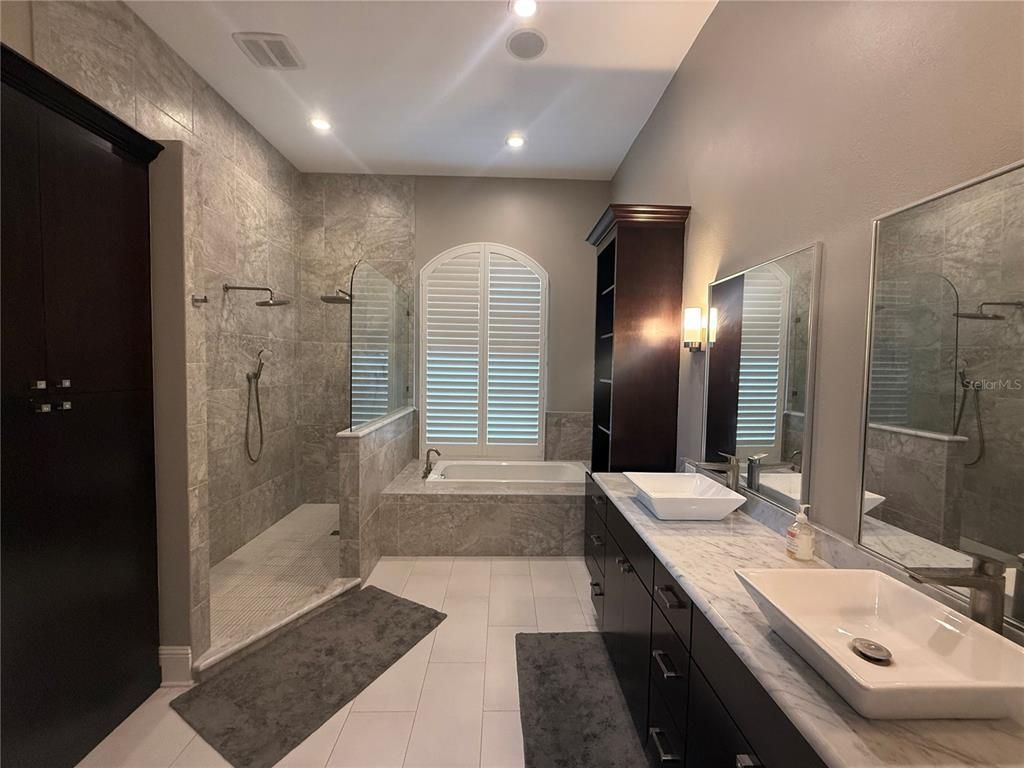 Bathroom, Dual Sink Vanities, Glass Shower, Interior, Recessed Lighting