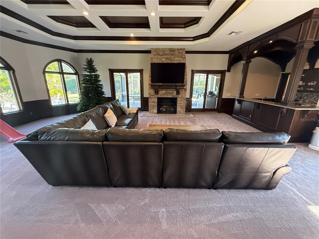 Fireplace, Interior, Living room, Recessed Lighting