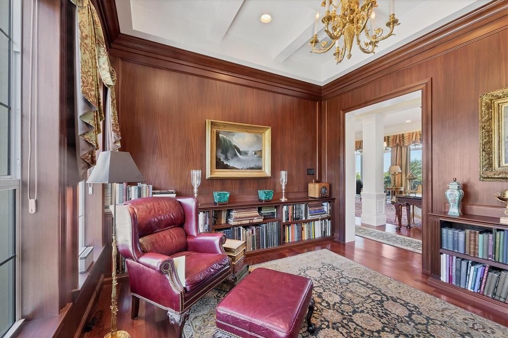 Chandelier, Interior, Recessed Lighting, Wood Texture Flooring, Wooden Walls