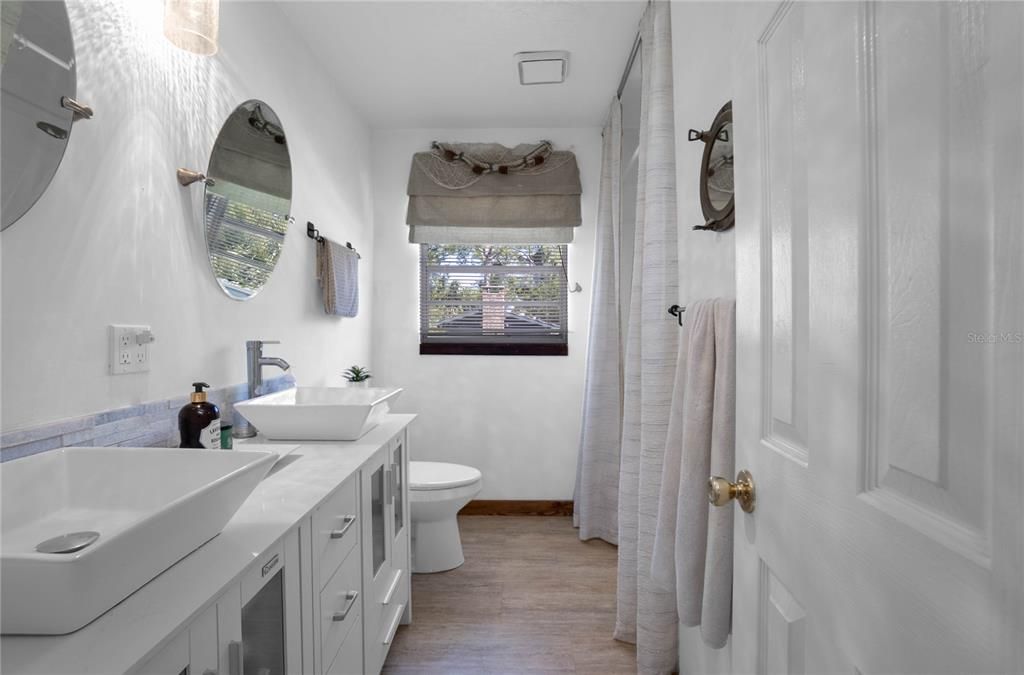 Bathroom, Dual Sink Vanities, Interior, Wood Texture Flooring